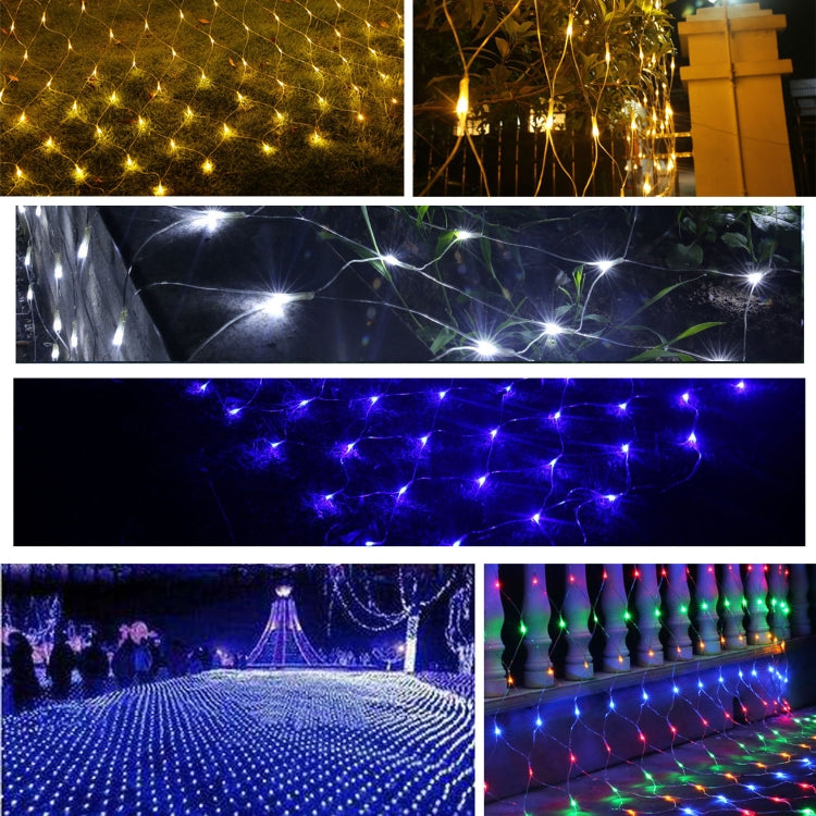 ไฟสายตาข่าย 200 หลอด LED พร้อมข้อต่อปลายสายและตัวควบคุมมัลติฟังก์ชัน แสงวอร์มไวท์ ปลั๊ก EU, แสงน้ำเงิน ปลั๊ก EU, แสงสีสันสดใส ปลั๊ก EU, แสงม่วง ปลั๊ก EU, แสงขาว ปลั๊ก EU