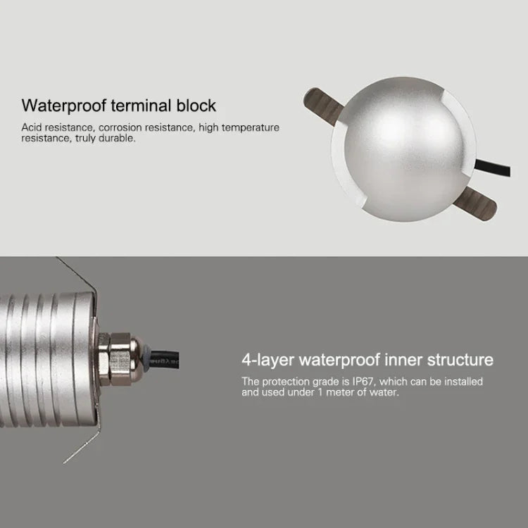 โคมไฟฝัง LED 3W แบบโพลาไรซ์ กันน้ำ IP67 โคมเปลือกเต่า สำหรับสวนและสนามหญ้าภายนอก แสงอบอุ่น 3000K Q3 แสงสามทาง แสงอบอุ่น 3000K Q3