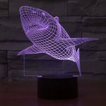 โคมไฟตั้งโต๊ะสเตอริโอวิชวลสร้างสรรค์เปลี่ยนสีได้ 7 สี ไฟตั้งโต๊ะ ไฟกลางคืน สไตล์ปลาฉลาม