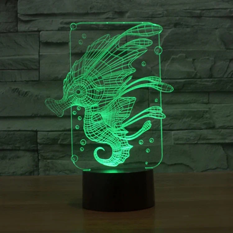 7 Colour Discoloration Creative Visual Stereo Lamp Desk Lamp Night Light, Hippocampus Style