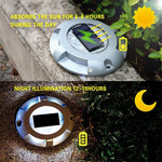 โคมไฟฝังพื้นพลังงานแสงอาทิตย์ LED IP68 กันน้ำ 4 ชิ้น สำหรับสวนและสนามหญ้าภายนอก