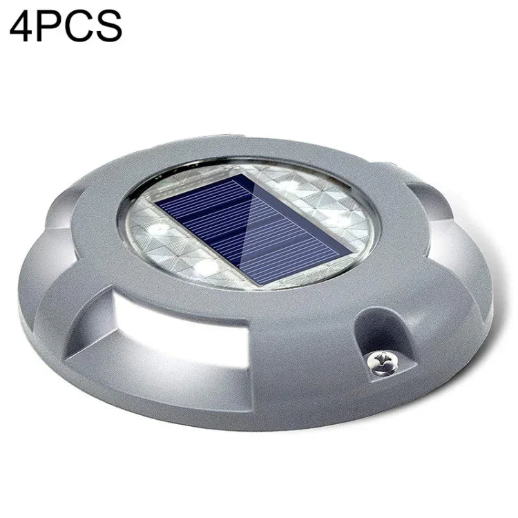 โคมไฟฝังพื้นพลังงานแสงอาทิตย์ LED IP68 กันน้ำ 4 ชิ้น สำหรับสวนและสนามหญ้าภายนอก