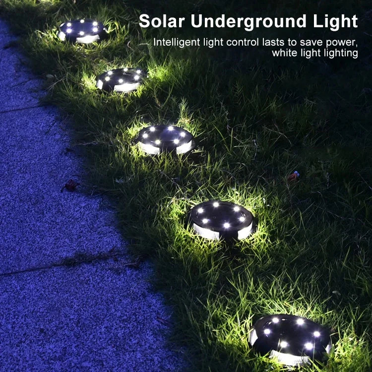 ไฟฝังดินพลังงานแสงอาทิตย์สำหรับสวนกลางแจ้งกันน้ำ 10 ดวง LED