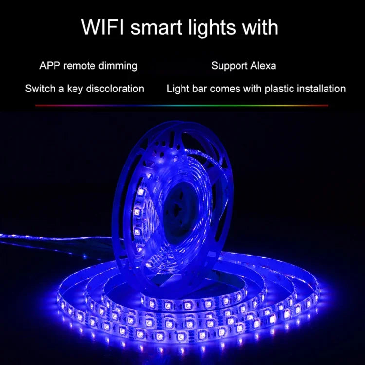 ไฟสีสันสดใส 300 LED SMD 5050 ควบคุมระยะไกลผ่านแอป ใช้งานร่วมกับ Alexa & Google Home