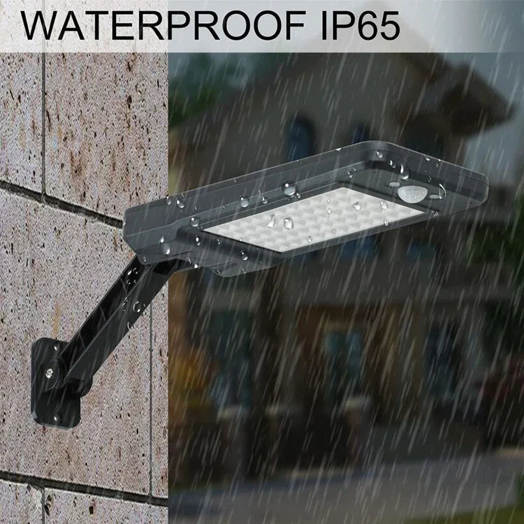 ไฟผนังพลังงานแสงอาทิตย์ 12W 56 ดวง LED SMD 2835 สำหรับใช้ในบ้านและกลางแจ้ง กันน้ำ IP65 ควบคุมระยะไกล พร้อมเซนเซอร์ตรวจจับร่างกายมนุษย์