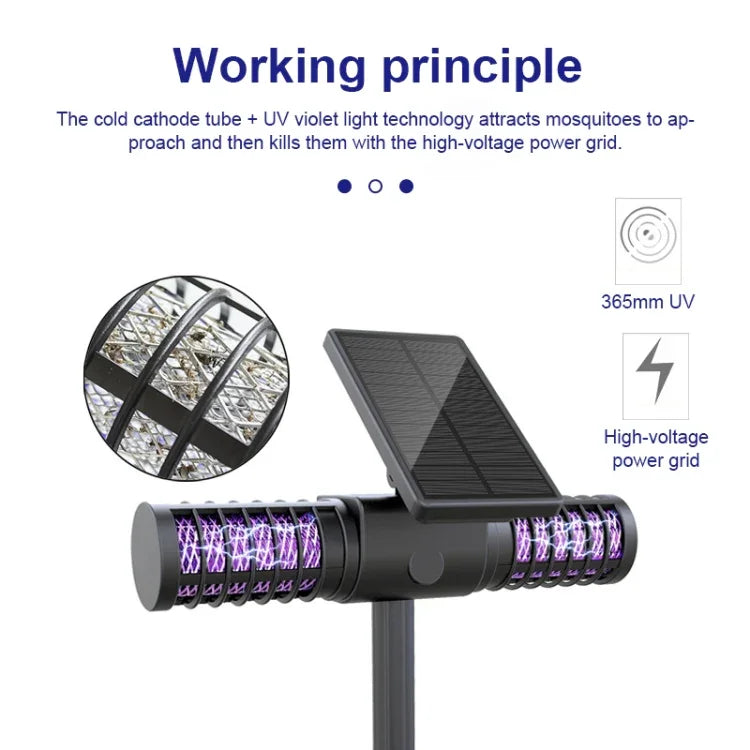 SZ-16008 โคมไฟดักยุงพลังงานแสงอาทิตย์สำหรับกลางแจ้ง กันน้ำ IP65 LED สำหรับตกแต่งสวน ฝังดิน พร้อมปลั๊กดิน