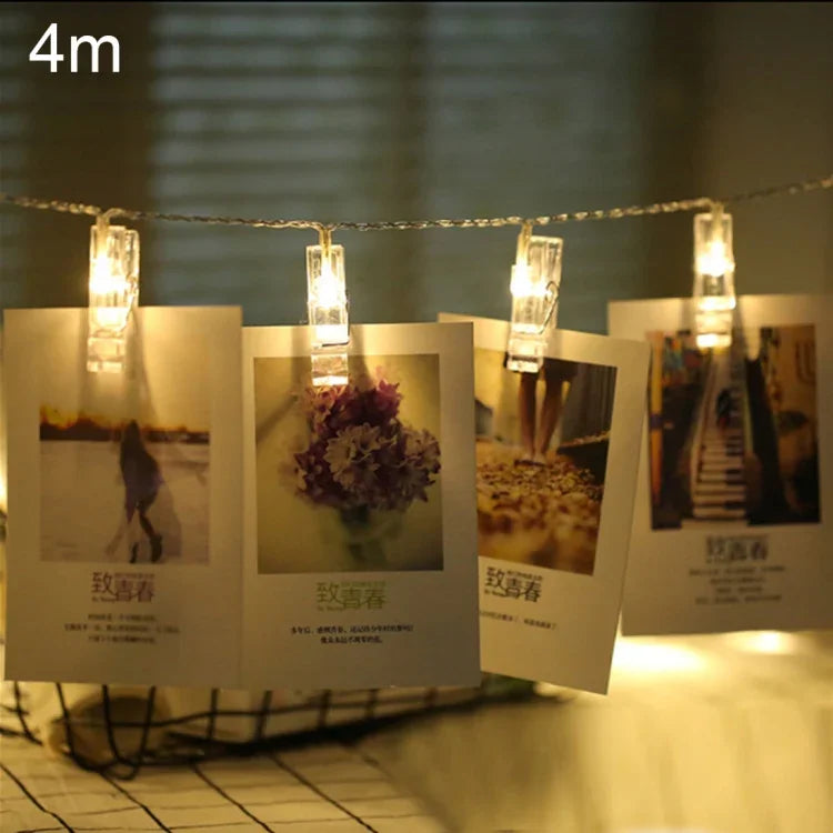 โคมไฟสายโซ่ 40 ดวง LED ใช้ถ่าน AA 3 ก้อน สำหรับแขวนภาพ ตกแต่งงานปาร์ตี้ งานแต่งงาน และคริสต์มาส ความยาว 4 เมตร