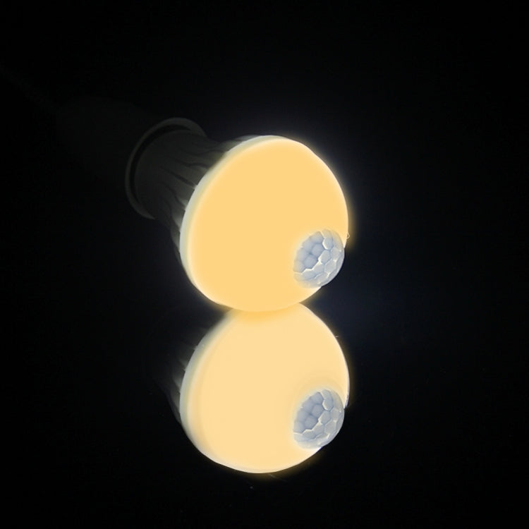หลอดไฟ LED E27 5W 12 ดวง SMD 5730 300LM พร้อมเซนเซอร์ตรวจจับความเคลื่อนไหวอินฟราเรด ระยะเซนเซอร์: 4-6 เมตร, AC 220V, E27 5W แสงขาว, E27 5W แสงวอร์มไวท์