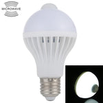 หลอดไฟ LED E27 7W 16 ดวง SMD 5730 450LM พร้อมเซนเซอร์ตรวจจับความเคลื่อนไหวอินฟราเรด ระยะเซนเซอร์: 4-6 เมตร, AC 220V, E27 7W แสงขาว