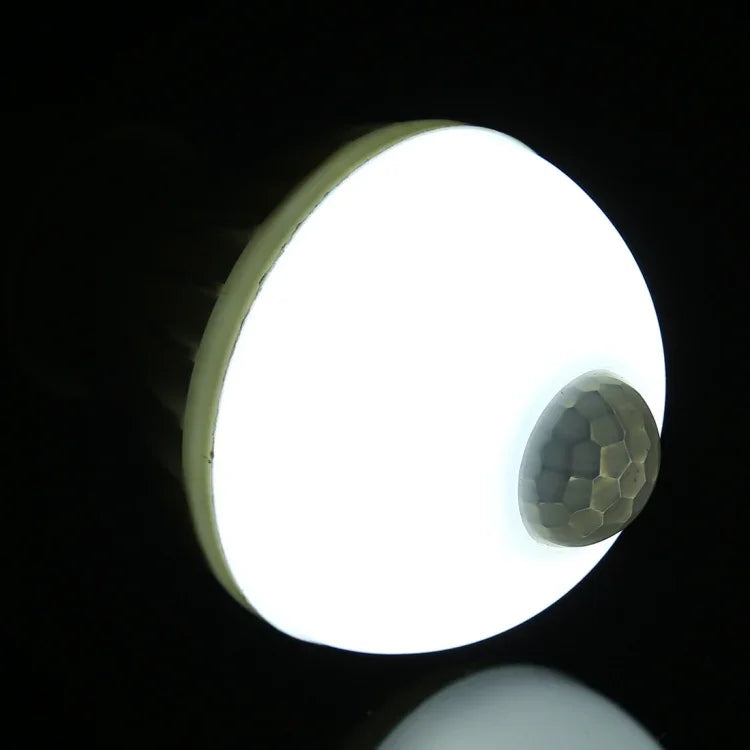 หลอดไฟ LED E27 7W 16 ดวง SMD 5730 450LM พร้อมเซนเซอร์ตรวจจับความเคลื่อนไหวอินฟราเรด ระยะเซนเซอร์: 4-6 เมตร, AC 220V, E27 7W แสงขาว