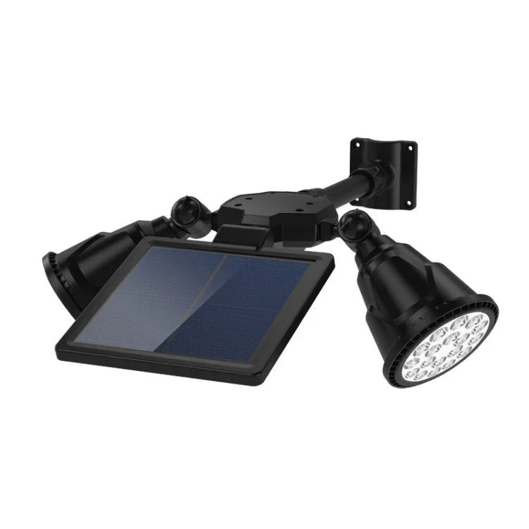 ไฟสปอร์ตไลท์หุ่นยนต์ LED พลังงานแสงอาทิตย์ หัวคู่ พร้อมเซนเซอร์อัจฉริยะ สำหรับสนามหญ้ากลางแจ้ง