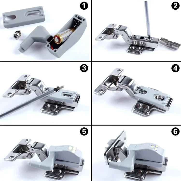 ชุด 10 ชิ้น โคมไฟเซ็นเซอร์บานพับใน 0.3W สากล สำหรับตู้เสื้อผ้า 3 หลอด LED ไฟกลางคืน เปิด/ปิดอัตโนมัติ, 10 ชิ้น ไฟสีขาว, 10 ชิ้น ไฟสีขาวอุ่น