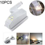 ชุด 10 ชิ้น โคมไฟเซ็นเซอร์บานพับใน 0.3W สากล สำหรับตู้เสื้อผ้า 3 หลอด LED ไฟกลางคืน เปิด/ปิดอัตโนมัติ, 10 ชิ้น ไฟสีขาว, 10 ชิ้น ไฟสีขาวอุ่น