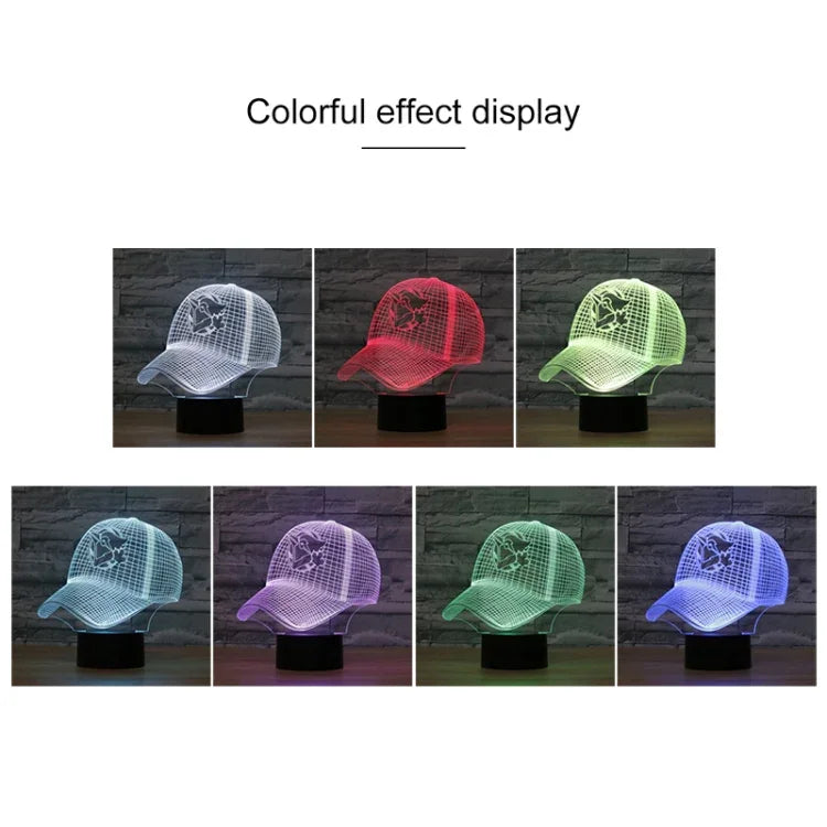 โคมไฟตั้งโต๊ะ 3D รูปหมวกเบสบอล LED สีสันสดใส รุ่นรีโมทคอนโทรล 16 สี