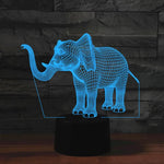 โคมไฟตั้งโต๊ะ 3D รูปช้าง LED สีสันสดใส รุ่นรีโมทคอนโทรล 16 สี