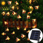 ไฟสายรุ้งพลังงานแสงอาทิตย์ 6.5 เมตร 30 หลอด LED แสงวอร์มไวท์สำหรับตกแต่งสวนกลางแจ้ง พร้อมแผงโซลาร์เซลล์ 100mA / 1.2V, 30 หลอด LED