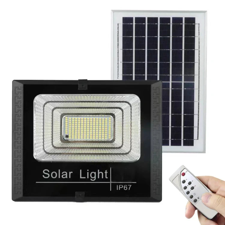 ไฟสปอร์ตไลท์พลังงานแสงอาทิตย์ 30W 170 LEDs กันน้ำ IP67 พร้อมรีโมทคอนโทรล, 30W