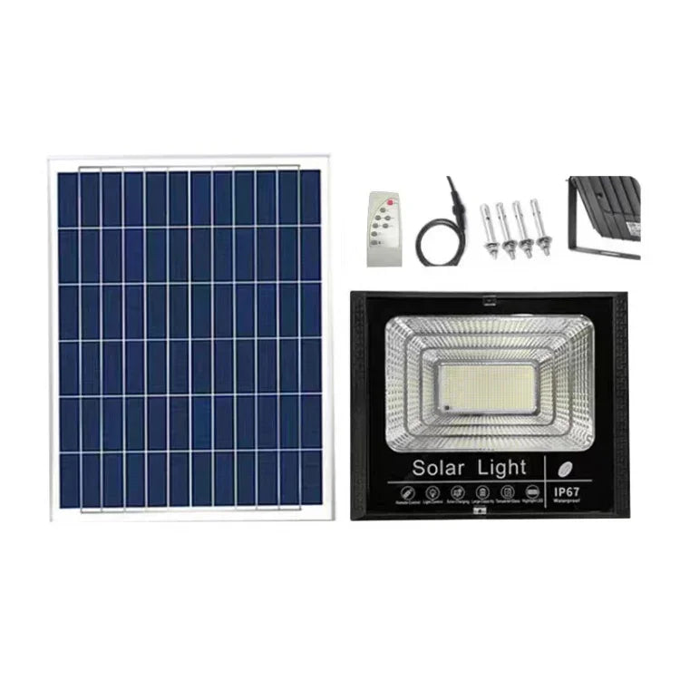 ไฟสปอร์ตไลท์พลังงานแสงอาทิตย์ 30W 170 LEDs กันน้ำ IP67 พร้อมรีโมทคอนโทรล, 30W