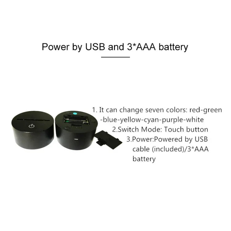 โคมไฟตั้งโต๊ะ 3D รูปเปียโน LED สีสันสดใส รุ่น USB & แบตเตอรี่