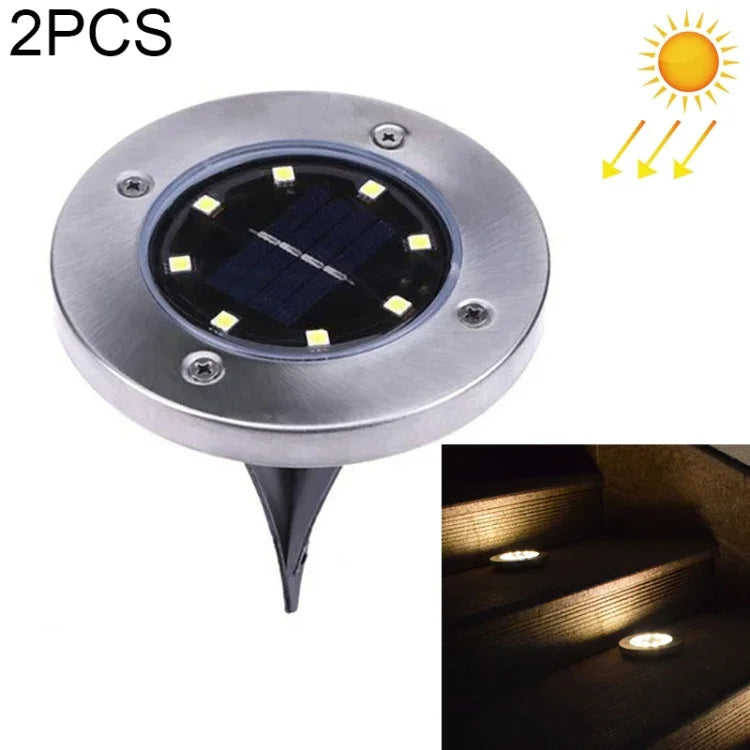 โคมไฟ LED SMD 5050 ฝังดินสำหรับทางเดินกลางแจ้งและพื้นระเบียงสวน, 8 LEDs แสงขาว, 8 LEDs แสงขาวอุ่น