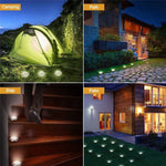 โคมไฟ LED SMD 5050 ฝังดินสำหรับทางเดินกลางแจ้งและพื้นระเบียงสวน, 8 LEDs แสงขาว, 8 LEDs แสงขาวอุ่น