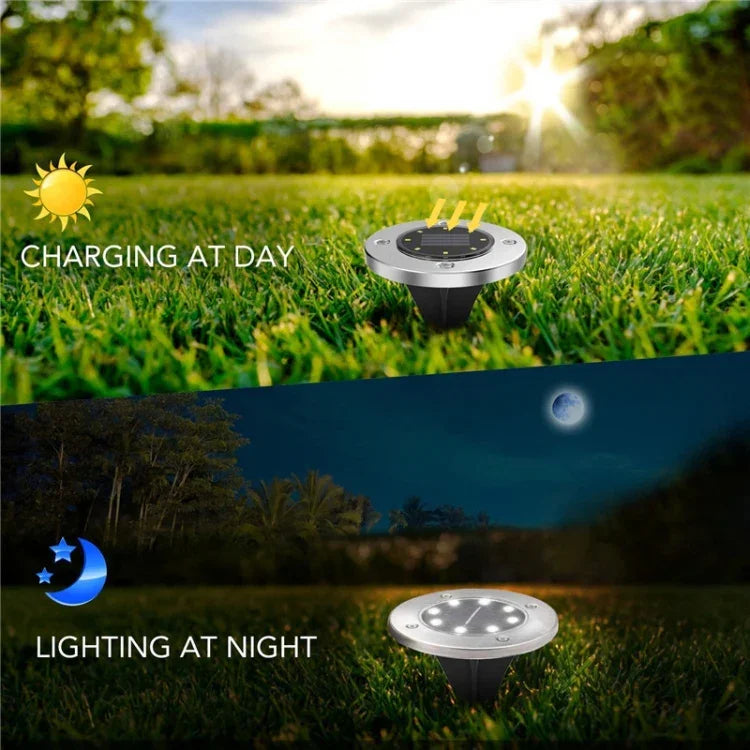 โคมไฟ LED SMD 5050 ฝังดินสำหรับทางเดินกลางแจ้งและพื้นระเบียงสวน, 8 LEDs แสงขาว, 8 LEDs แสงขาวอุ่น