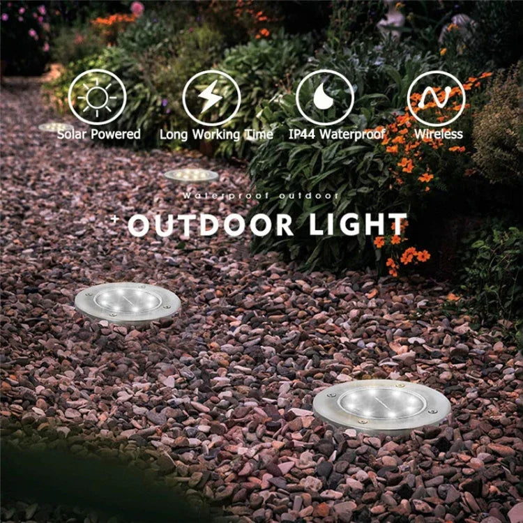 โคมไฟ LED SMD 5050 ฝังดินสำหรับทางเดินกลางแจ้งและพื้นระเบียงสวน, 8 LEDs แสงขาว, 8 LEDs แสงขาวอุ่น