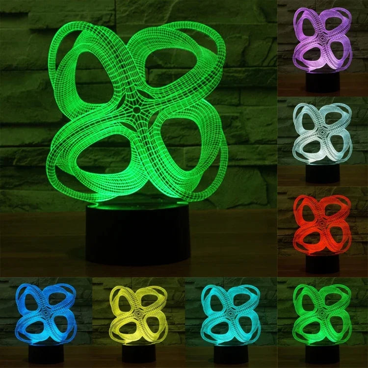 โคมไฟตั้งโต๊ะสเตอริโอสร้างสรรค์เปลี่ยนสี 7 สี ไฟกลางคืน สไตล์วงกลมสี่วง