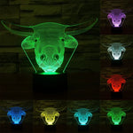 7 Colour Discoloration Creative Visual Stereo Lamp Desk Lamp Night Light, Cow Style