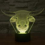 7 Colour Discoloration Creative Visual Stereo Lamp Desk Lamp Night Light, Cow Style