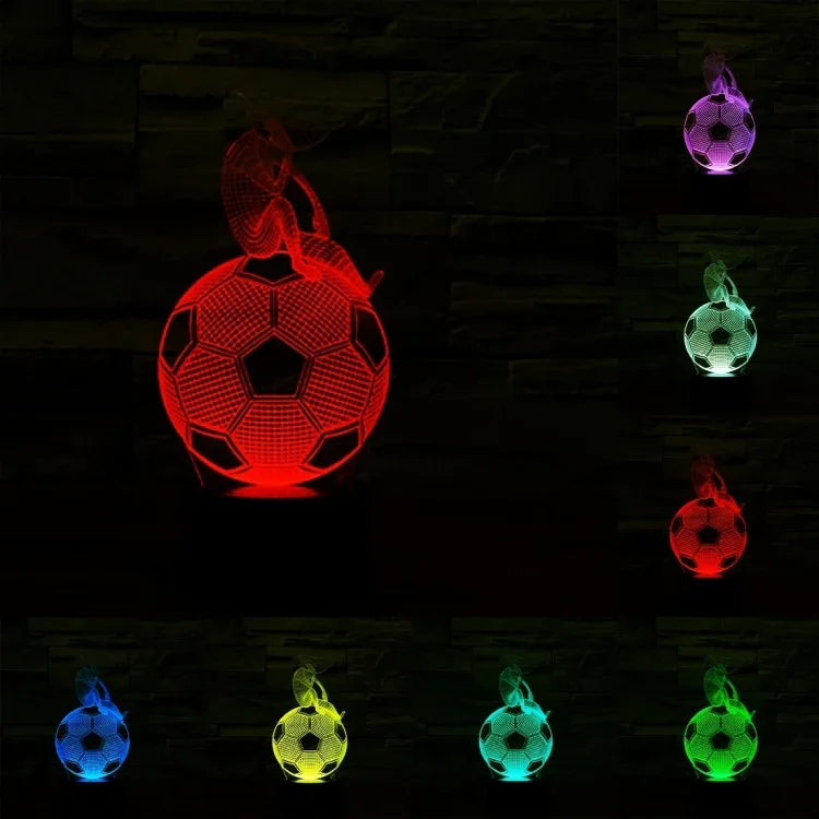 โคมไฟกลางคืนสเตอริโอวิชวลสร้างสรรค์เปลี่ยนสีได้ 7 สี สไตล์ฟุตบอลคิด