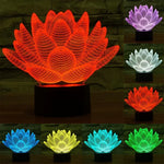 โคมไฟตั้งโต๊ะสเตอริโอวิชวลสร้างสรรค์เปลี่ยนสีได้ 7 สี ไฟกลางคืน สไตล์ดอกบัว