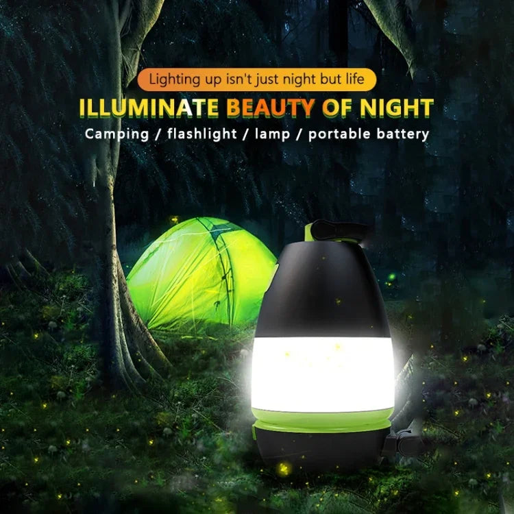 โคมไฟตั้งแคมป์ LED แบบถือมือ L001 5W ชาร์จ USB พร้อมฟังก์ชัน Power Bank (สีเขียว), LED6908, LED6908L, LED6908R