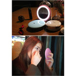 OneFire โคมไฟตั้งโต๊ะรูปโดนัท LED 10 ดวง 1W ชาร์จได้ พร้อมกระจกแต่งหน้า, DC 5V, 1W สีชมพู