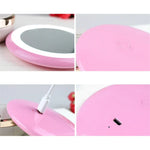 OneFire โคมไฟตั้งโต๊ะรูปโดนัท LED 10 ดวง 1W ชาร์จได้ พร้อมกระจกแต่งหน้า, DC 5V, 1W สีชมพู