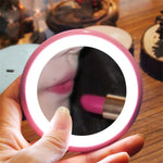 OneFire โคมไฟตั้งโต๊ะรูปโดนัท LED 10 ดวง 1W ชาร์จได้ พร้อมกระจกแต่งหน้า, DC 5V, 1W สีชมพู