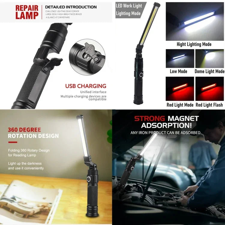 W552 ไฟฉุกเฉินมือถือพับได้ชาร์จไฟผ่าน USB 280LM ขนาด: 13.5 x 3.8 ซม., W552