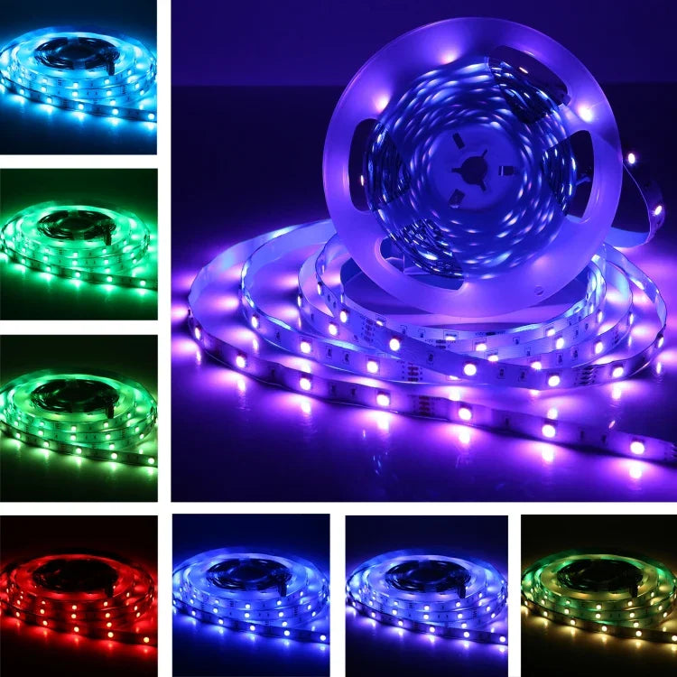 ไฟเส้น LED SMD 5050 300 ดวง ยาว 10 เมตร กันน้ำ IP44 พร้อมรีโมท 24 ปุ่ม, ปลั๊ก EU, 10 เมตร 300 ดวง IP44