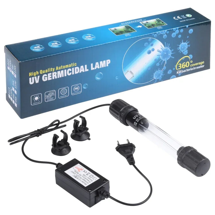 UV-007 หลอดไฟฆ่าเชื้ออัลตราไวโอเลต 7W สำหรับตู้ปลา พร้อมปลั๊ก EU, 7W