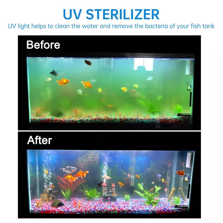 UV-007 หลอดไฟฆ่าเชื้ออัลตราไวโอเลต 7W สำหรับตู้ปลา พร้อมปลั๊ก EU, 7W