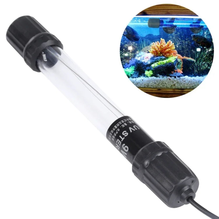 UV-009 หลอดไฟฆ่าเชื้ออัลตราไวโอเลต 9W สำหรับตู้ปลา พร้อมปลั๊ก EU, 9W