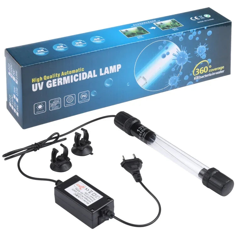 โคมไฟฆ่าเชื้ออัลตราไวโอเลต 13W UV-013 สำหรับตู้ปลา, ปลั๊ก EU, 13W