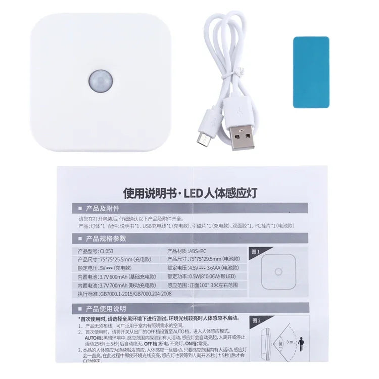 ไฟเซ็นเซอร์ตรวจจับร่างกายมนุษย์ LED สี่เหลี่ยม CL053, รุ่นเชื่อมต่อ