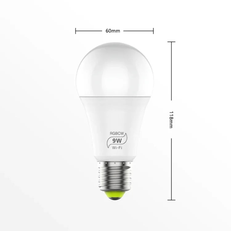 หลอดไฟอัจฉริยะ LED 9W 110V E27 RGBCW WIFI ไร้สายสำหรับระบบอัตโนมัติในบ้านอัจฉริยะ, 110V
