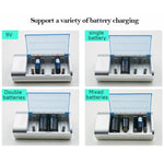 ที่ชาร์จแบตเตอรี่ 4 ช่อง สำหรับแบตเตอรี่ขนาด AA, AAA, C และ D, AC 100-240V, ปลั๊ก EU