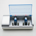 ที่ชาร์จแบตเตอรี่ 4 ช่อง สำหรับแบตเตอรี่ขนาด AA, AAA, C และ D, AC 100-240V, ปลั๊ก EU