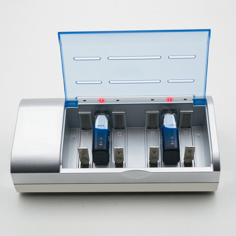 ที่ชาร์จแบตเตอรี่ 4 ช่อง สำหรับแบตเตอรี่ขนาด AA, AAA, C และ D, AC 100-240V, ปลั๊ก EU