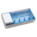 ที่ชาร์จแบตเตอรี่ 4 ช่อง สำหรับแบตเตอรี่ขนาด AA, AAA, C และ D, AC 100-240V, ปลั๊ก US