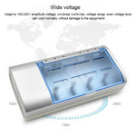 ที่ชาร์จแบตเตอรี่ 4 ช่อง สำหรับแบตเตอรี่ขนาด AA, AAA, C และ D, AC 100-240V, ปลั๊ก US