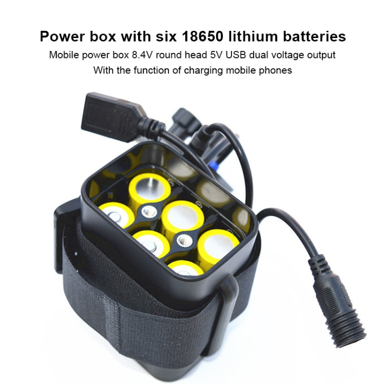 กล่องพาวเวอร์แบงค์แบบมัลติฟังก์ชัน 6 ช่อง 18650 พร้อมหัวกลม 8.4v และ USB 5v สองแรงดันไฟฟ้า ไม่รวมแบตเตอรี่, 8.4v